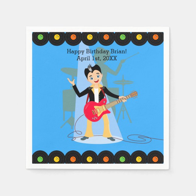 Rock Star Boy birthday party Napkins (Front)
