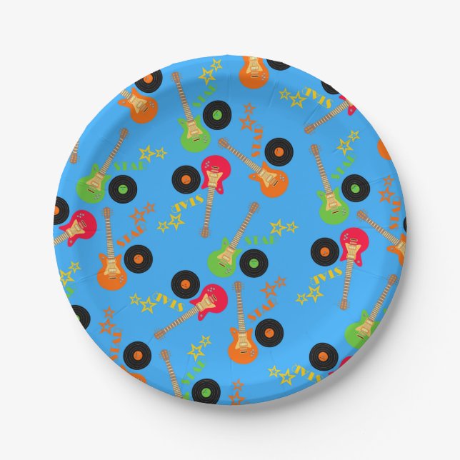 Rock Star Boy birthday party Paper Plates (Front)