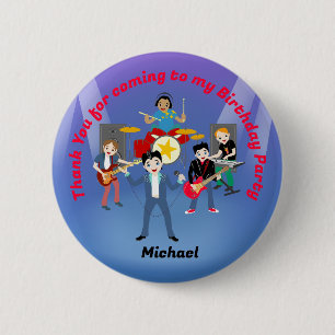 Rock Star Boys Band Birthday Party Button