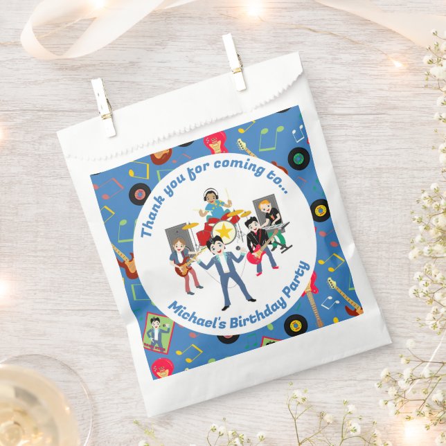 Rock Star Boys Band Birthday Party Favor Bag (Clipped)