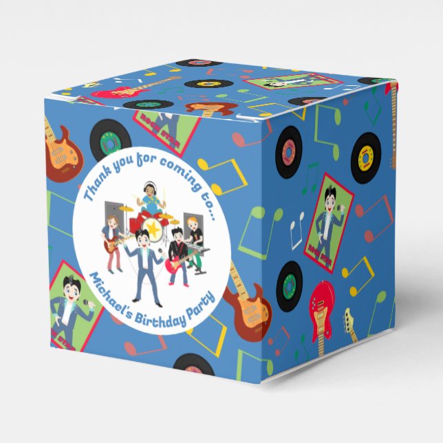 Rock Star Boys Band Birthday Party Favor Boxes (Front Side)