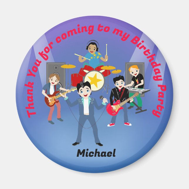 Rock Star Boys Band Birthday Party Magnet (Front)