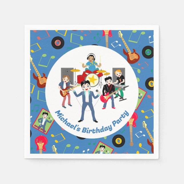 Rock Star Boys Band Birthday Party Napkins (Front)