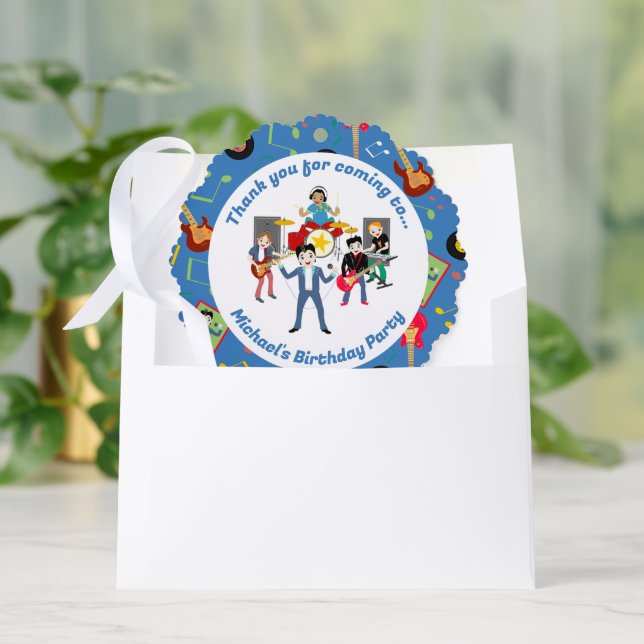 Rock Star Boys Band Birthday Party Ornament Card (Envelope)