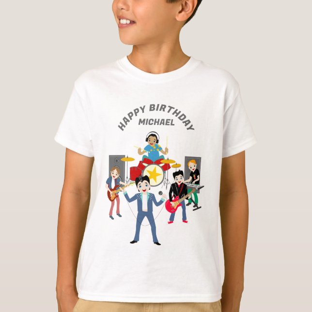 Rock Star Boys Band Birthday Party T-Shirt (Front)