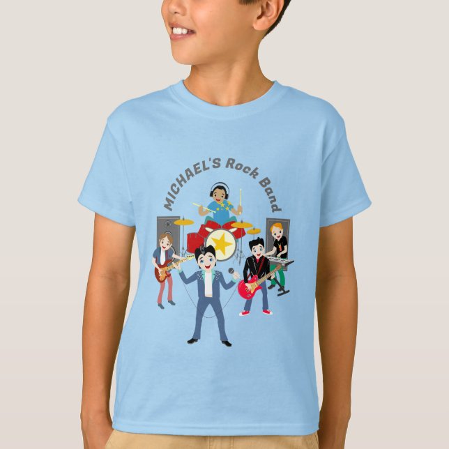 Rock Star Boys Band Birthday Party T-Shirt (Front)