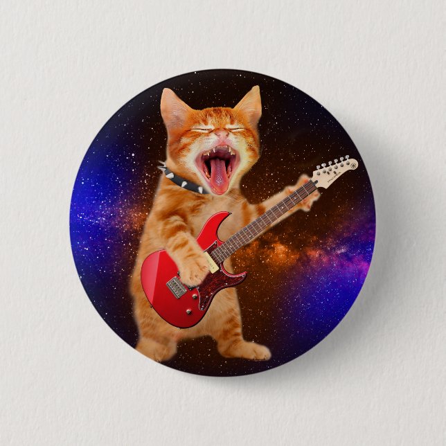 Rock star cat button (Front)
