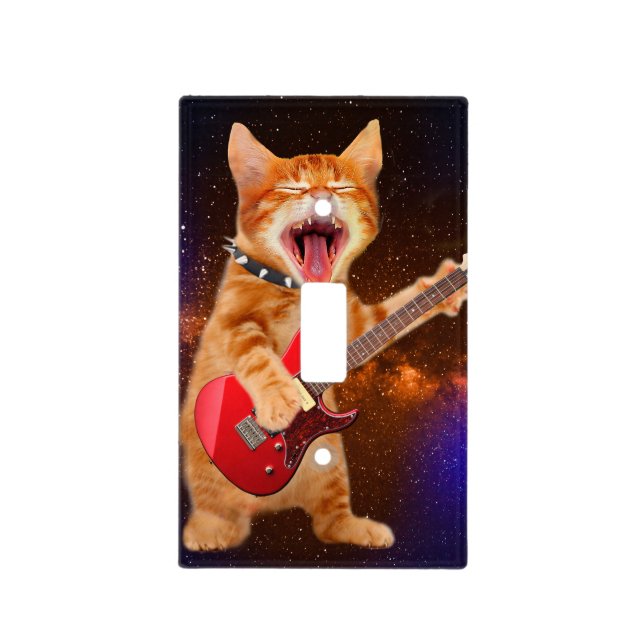 Rock star cat light switch cover (Front)