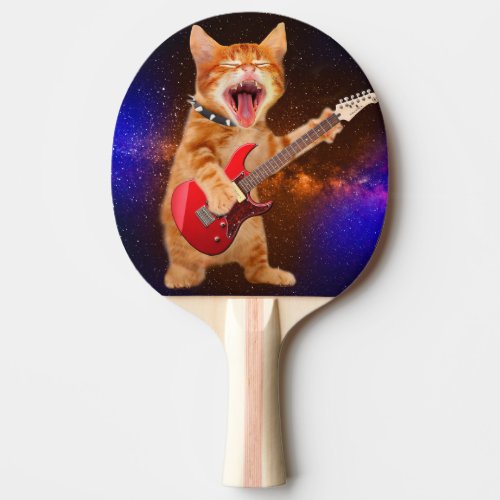 Rock star cat ping pong paddle