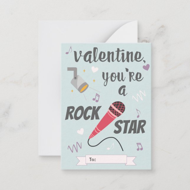 Rock Star Classroom Valentine's Day Note Card (Front)
