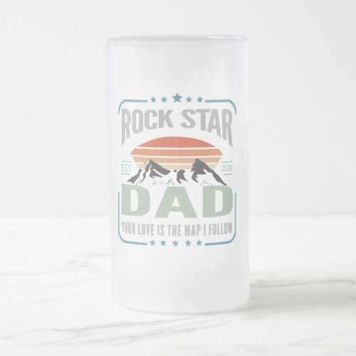 Rock Star Dad Frosted Glass Beer Mug