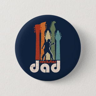 Rock Star Dad Guitar Player Rock Band Father Button