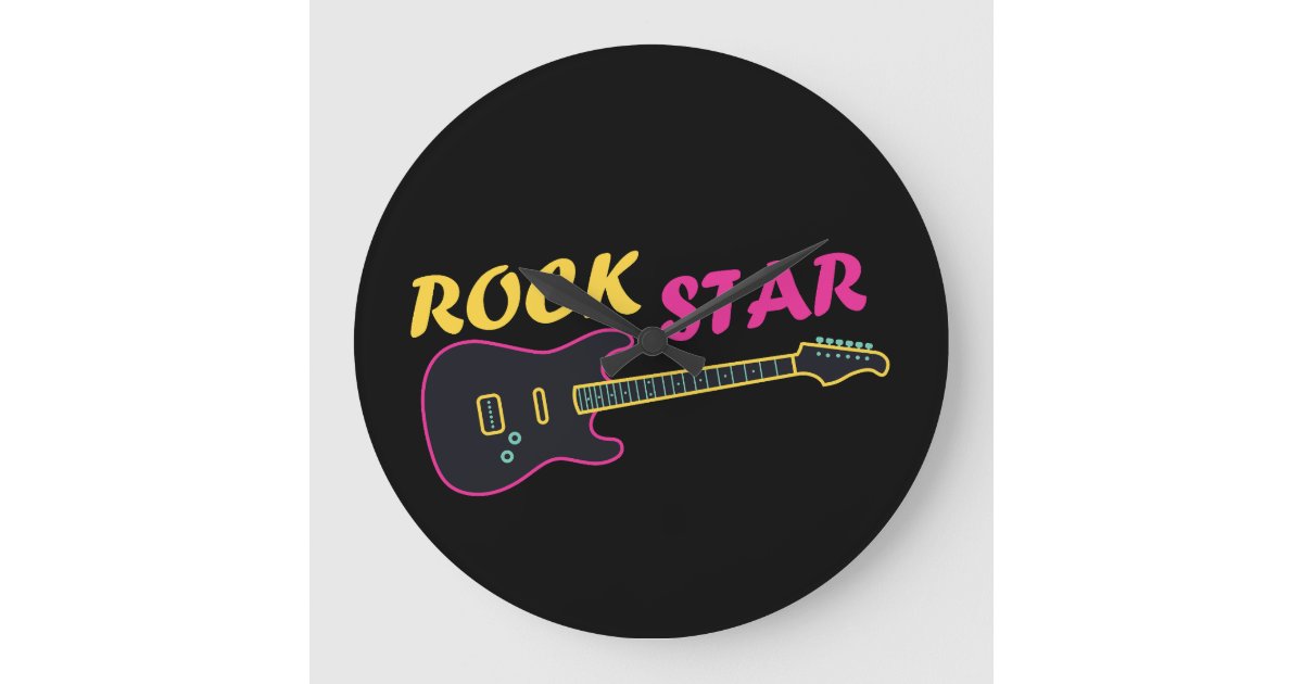 Rock star design large clock | Zazzle