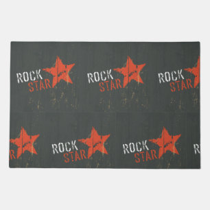 Rock Star Distressed Grunge Red Star Doormat