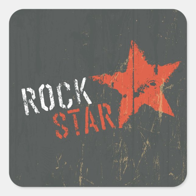 Rock Star Distressed Grunge Red Star Square Sticker (Front)