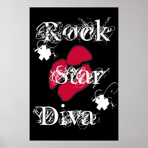 Rock Star Diva In Black Poster