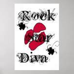 "Rock Star Diva In White" Poster