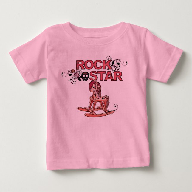 Rock star funny rocking horse baby tee (Front)