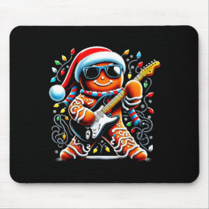 Rock Star Gingerbread Christmas Guitar Lights Men  Mouse Pad