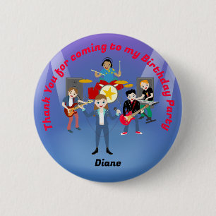 Rock Star Girl Band Birthday Party Button