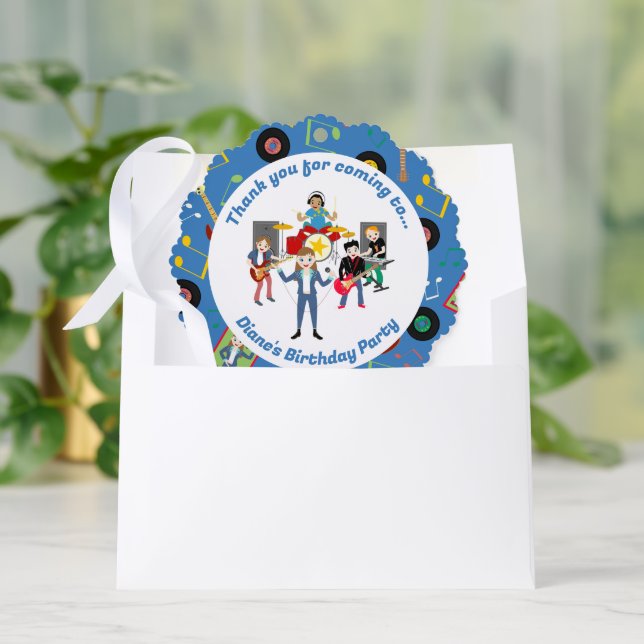 Rock Star Girl Band Birthday Party Ornament Card (Envelope)