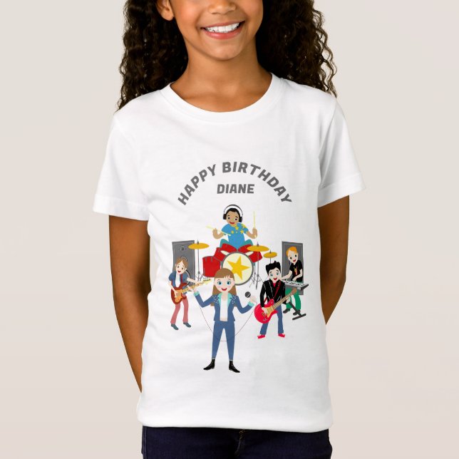 Rock Star Girl Band Birthday Party T-Shirt (Front)