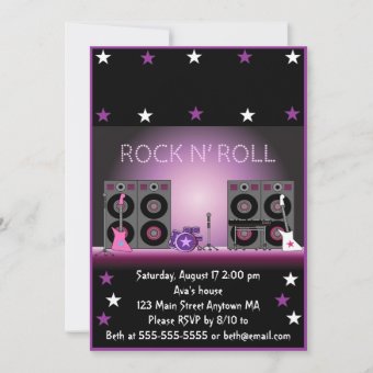 Rock Star Girl Birthday Invitation | Zazzle