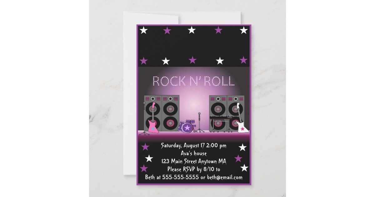 Rock Star Girl Birthday Invitation | Zazzle