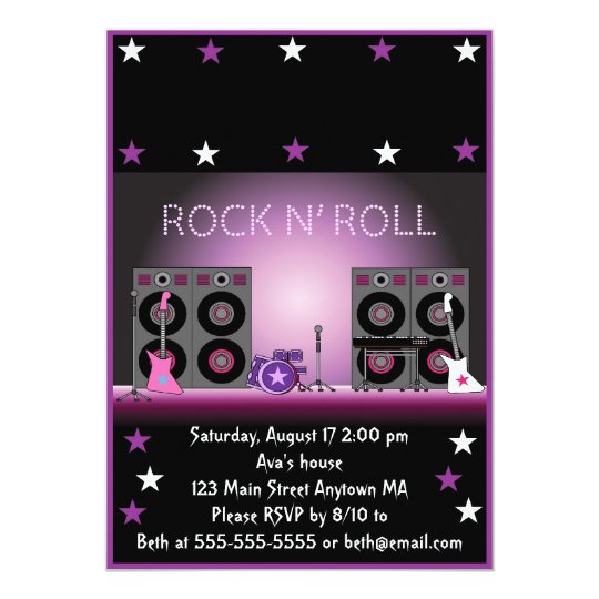 Rock Star Girl Birthday Invitation | Zazzle.com
