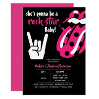 ROCK STAR Girls Baby Shower Hot Pink Modern Music Invitation