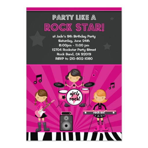 Rock Star Birthday Party Invitation Templates 4