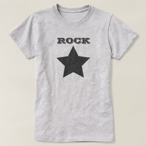 ROCK STAR  Grey Star Womens Basic T_Shirt