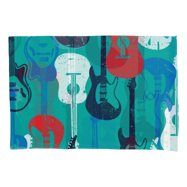 Rock Star: Grunge Guitar Pattern Pillow Case (Front)