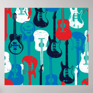 Rock Star: Grunge Guitar Pattern Poster