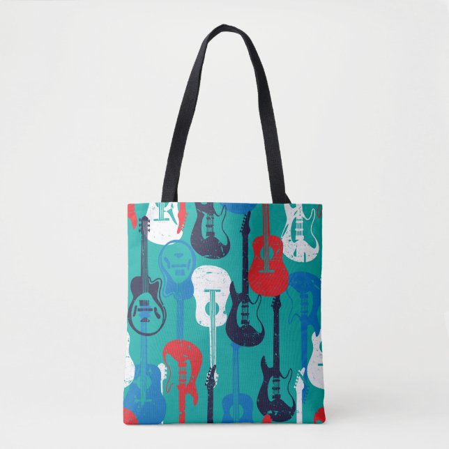 Rock Star: Grunge Guitar Pattern Tote Bag (Front)