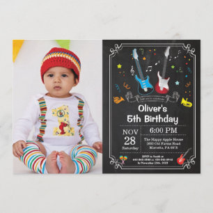 Rock Star Guitar Birthday Invitation Music Boy