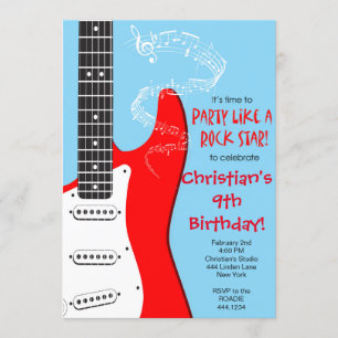 Rock Star Guitar Birthday Invitations