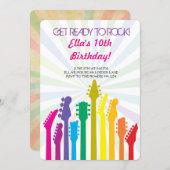 Rock Star Guitar Birthday Party Invitations (Front/Back)