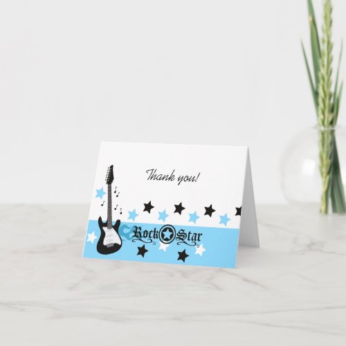 Rock Star Guitar Blue Thank you Note Card size