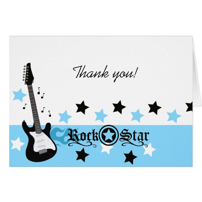 Rock Star Guitar *Blue* Thank you Note Card size | Zazzle