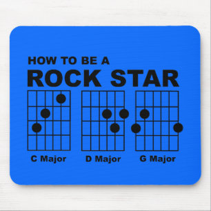 Rock Star Guitar Chords Funny Mousepad Humor
