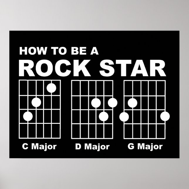 Rock Star Guitar Chords Funny Print Poster Humor (Front)