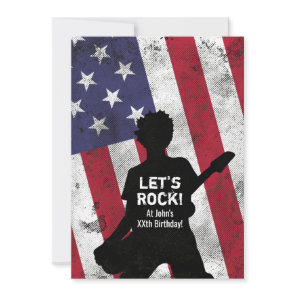 Rock Star Guitar Grunge Birthday Party Invitation