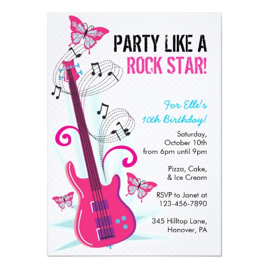 Rock Star Guitar Hero Birthday Party Invitations Zazzle Com