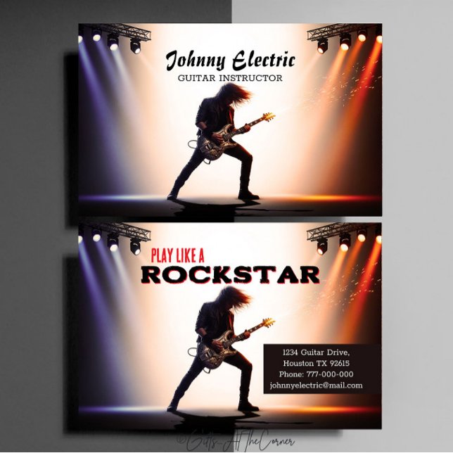 Rock Star Guitar Instructor Business Card (Creator Uploaded)