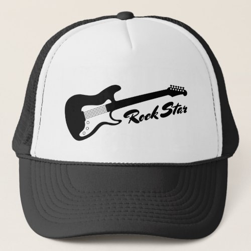 Rock star guitar music trucker hat