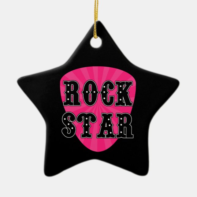 Rock Star Guitar Pick Ceramic Ornament (Front)