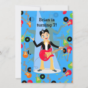 Rock star guitar player birthday party invitation