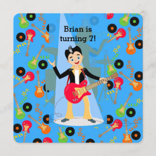 Rock star guitar player birthday party invitation
