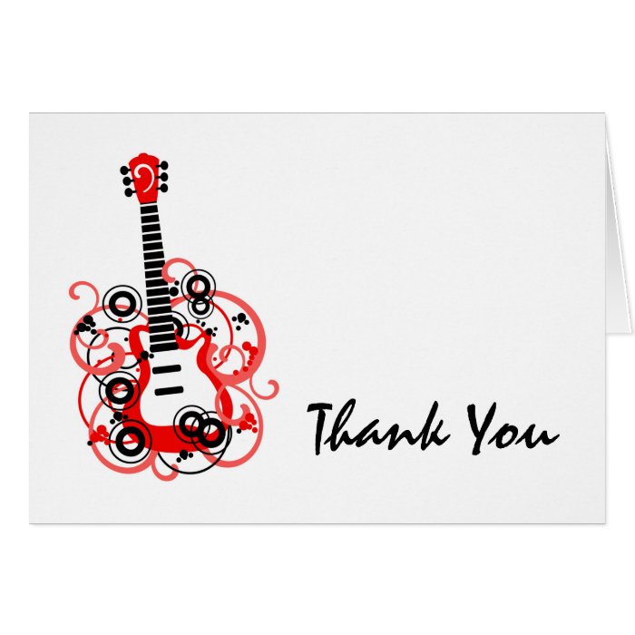 Rock Star Guitar Red Black Thank You Greeting Card